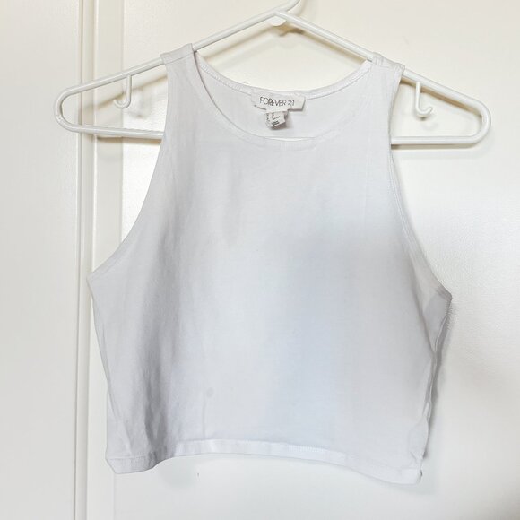 White High-neck Cropped Tank Top - Picture 2 of 2